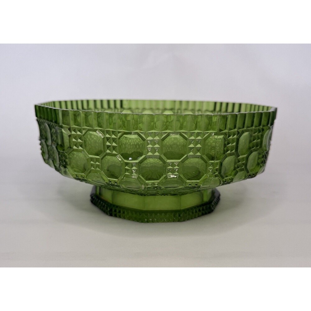 Regaline Green Vintage Plastic Bowl Octagonal Pedestal Made in USA